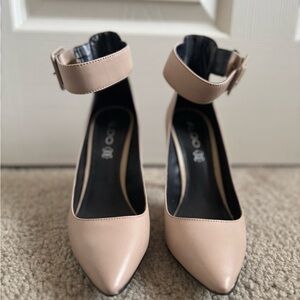 Elegant Nude Ankle Strap Heels